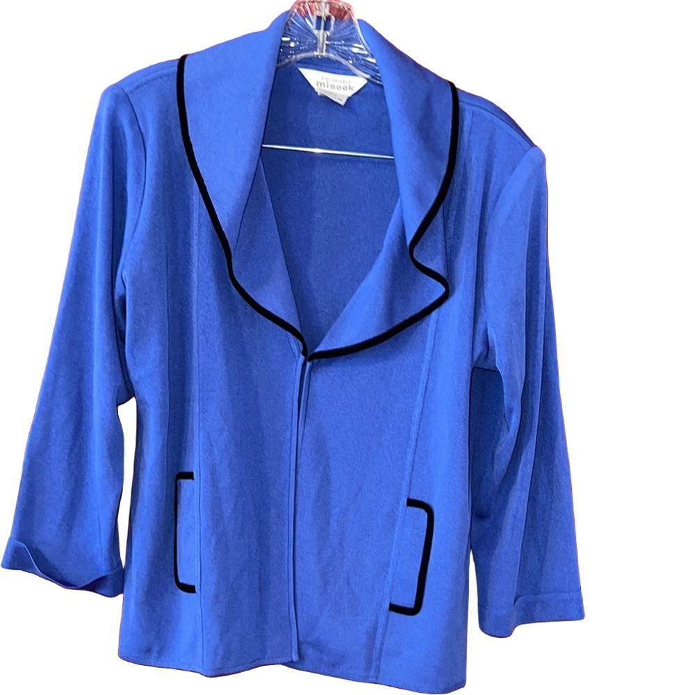 Misook Blue and Black Blazer Professional Tailored Design M